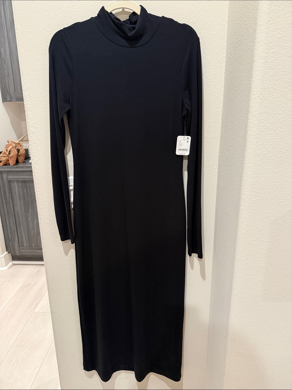 Free People Classic Black Long-Sleeve Turtleneck Dress SZ S